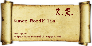 Kuncz Rozália névjegykártya